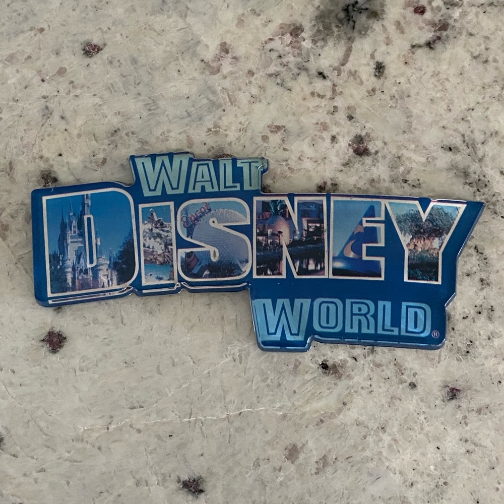 🔥 5/$25 Vintage Walt Disney World Park Orlando Florida Lucite Magnet Blue Colors